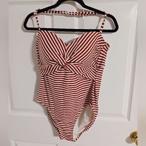 Kona Sol striped one piece swimsuit size large